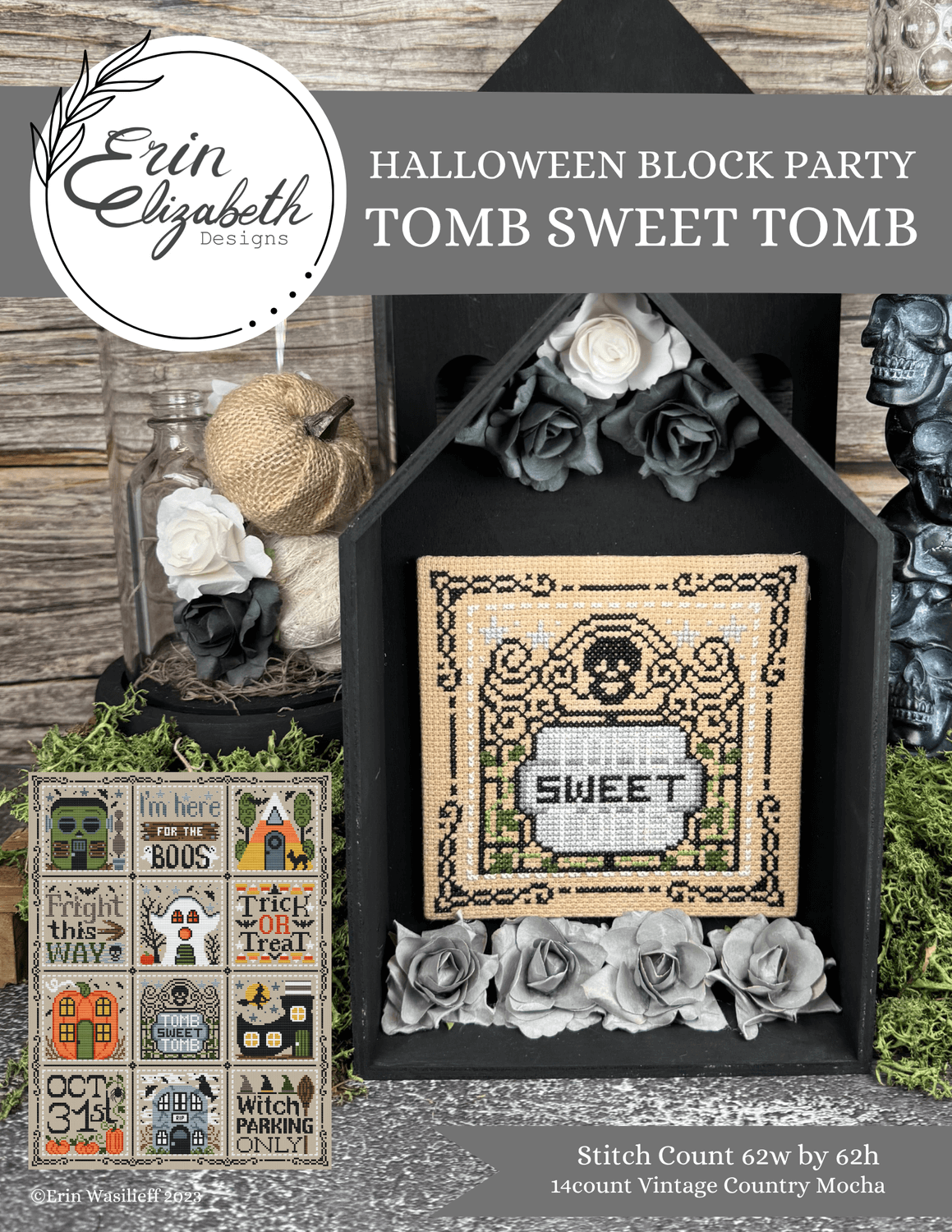 Tomb Sweet Tomb (Halloween Block Party) - Erin Elizabeth Designs - Cross Stitch Pattern