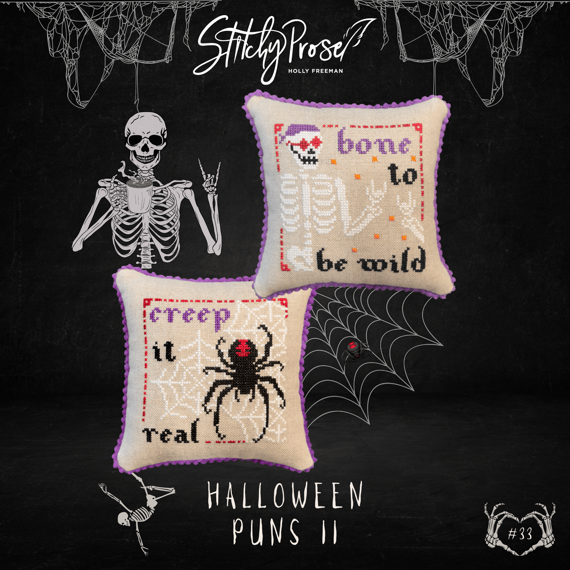 Halloween Puns II - Stitchy Prose - Cross Stitch Pattern [Needlework Marketplace 2024]