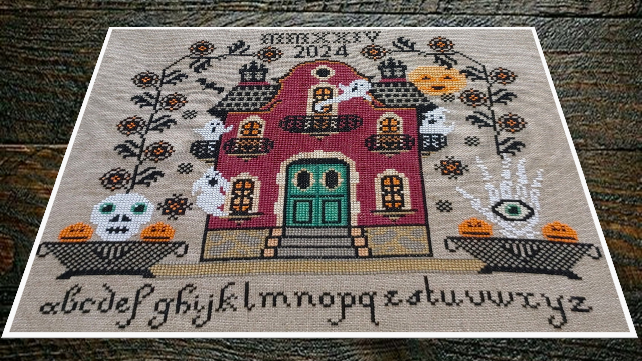 Halloween Mansion of the Cursed Creek - Twin Peak Primitives - Cross Stitch Pattern [Needlework Marketplace 2024]