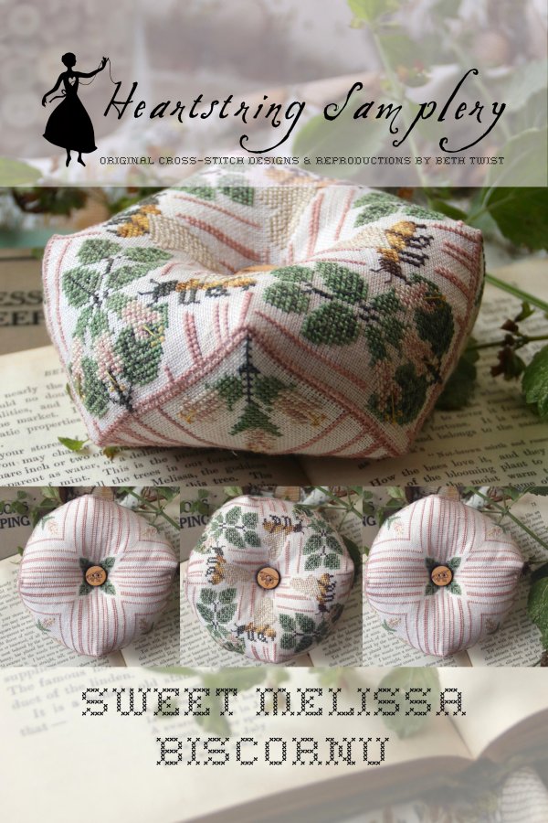 Sweet Melissa Biscornu - Heartstring Samplery - Cross Stitch Pattern [Nashville 2024 Exclusive]