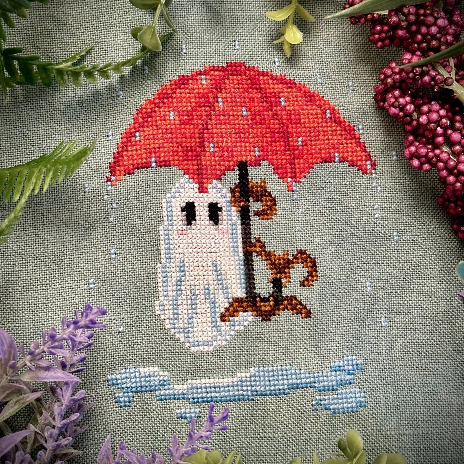 Rainy Day Ghost - The Stitch Crypt - Cross Stitch Pattern