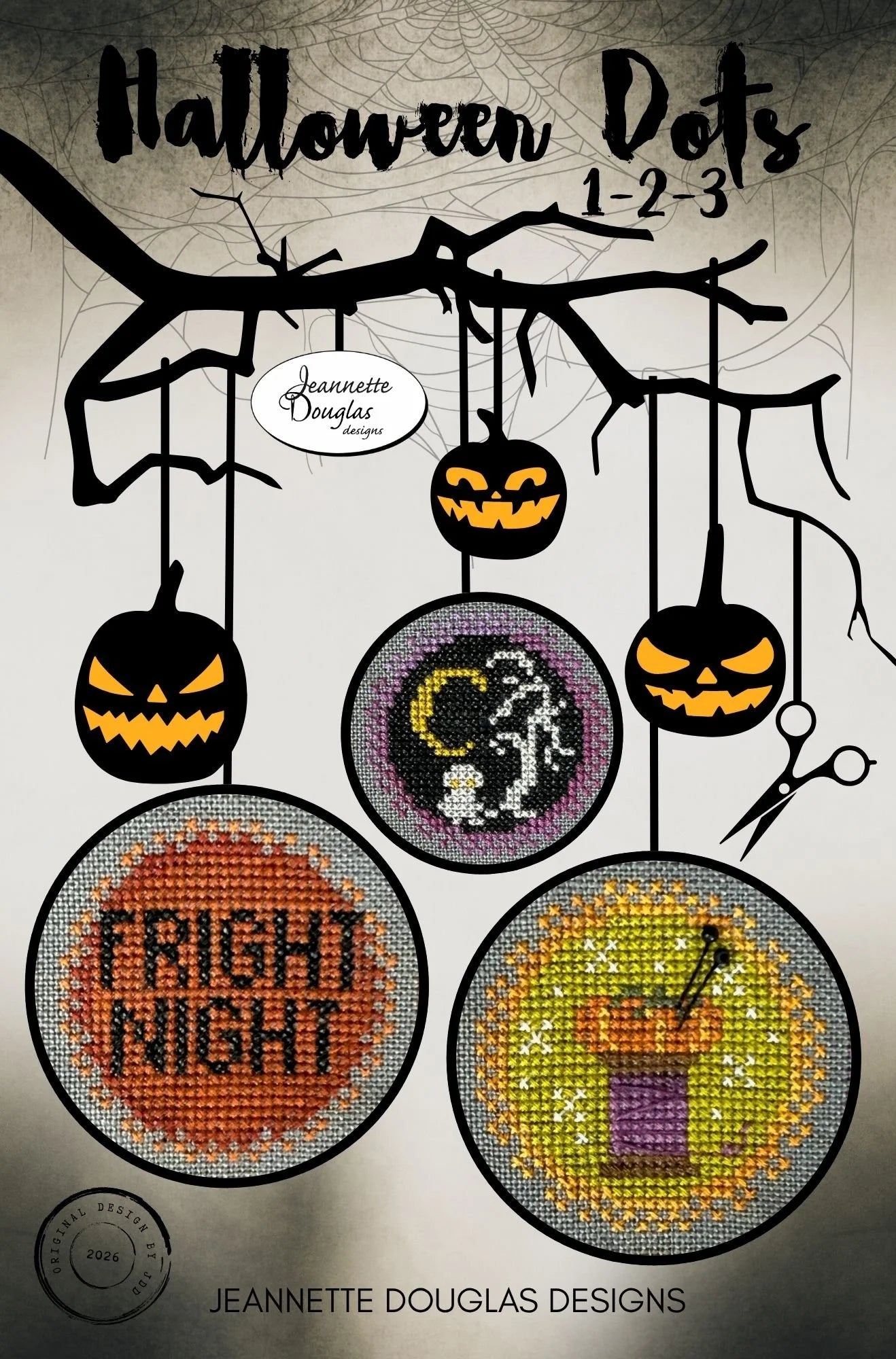 Halloween Dots 1-2-3 - Jeannette Douglas Designs - Cross Stitch Pattern