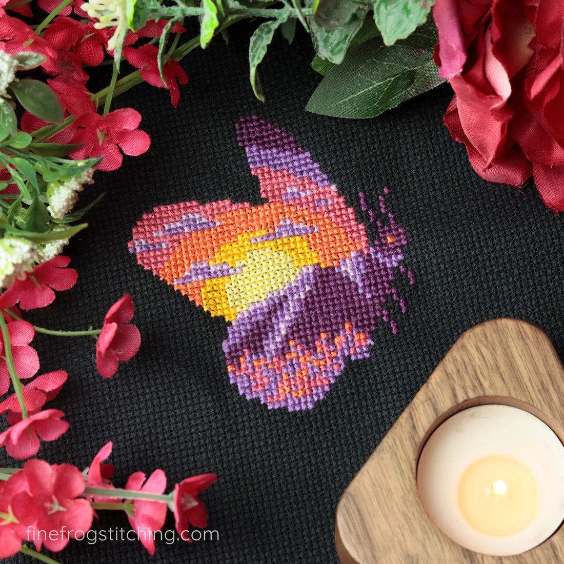 Mountain Sunset Moth - Fine Frog Stitching - Cross Stitch Pattern