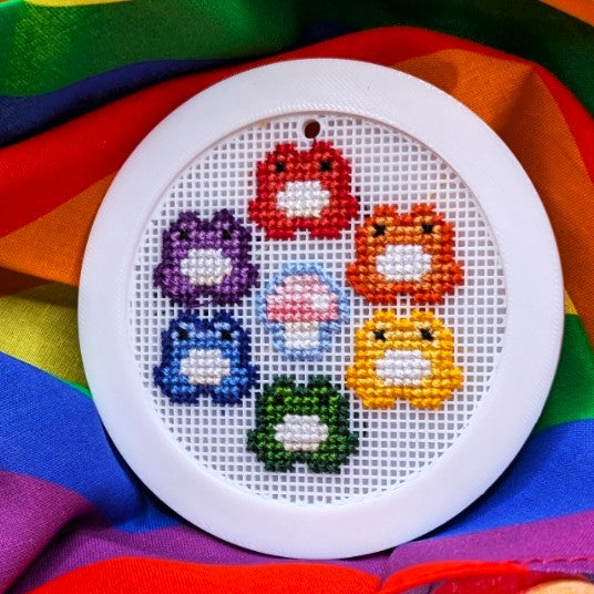 Rainbow Frogs - The Cozy DH Stitchery - Cross Stitch Pattern