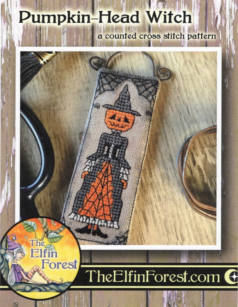 Pumpkin-Head Witch - The Elfin Forest - Cross Stitch Pattern