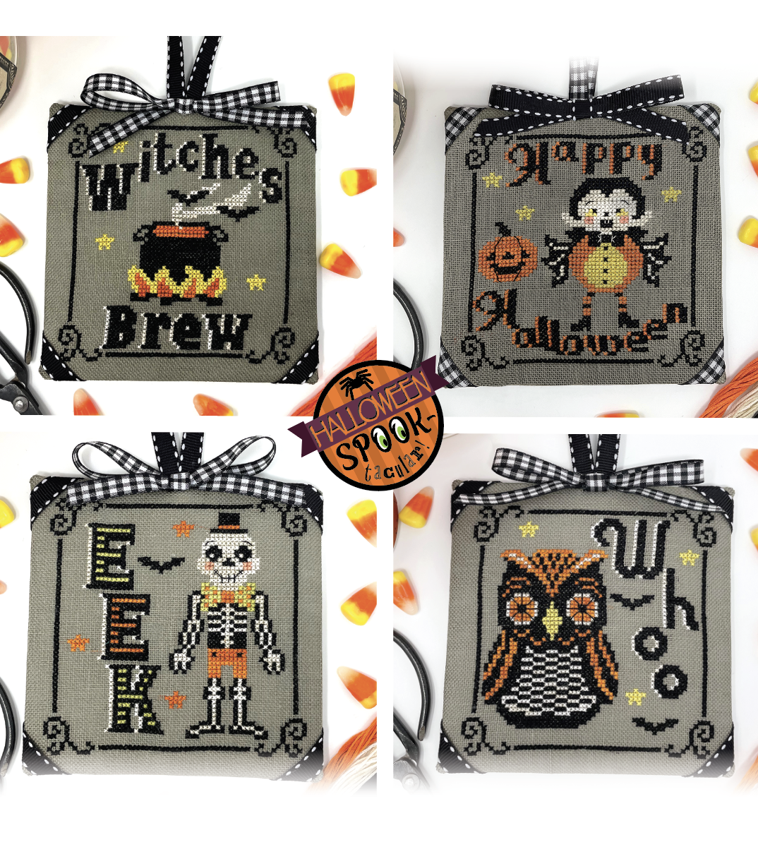 Halloween Spooktacular Ornament Series Parts 9-12 - Tiny Modernist - Cross Stitch Pattern