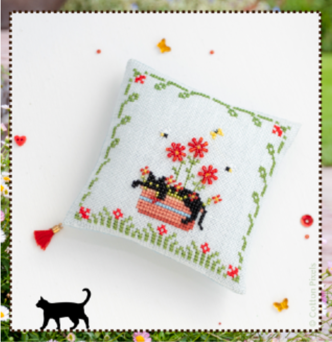 Gardener's Cat - Cotton Pixels - Cross Stitch Pattern
