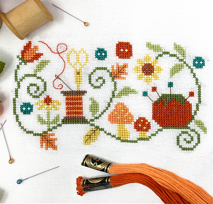 Small Fall Sewing - Tiny Modernist - Cross Stitch Pattern