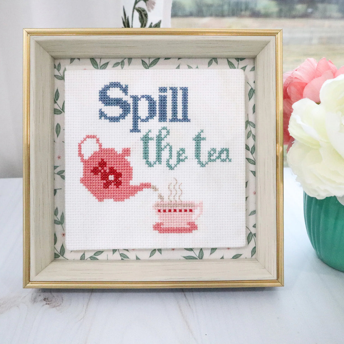 Spill the Tea - Flamingo Toes - Cross Stitch Pattern