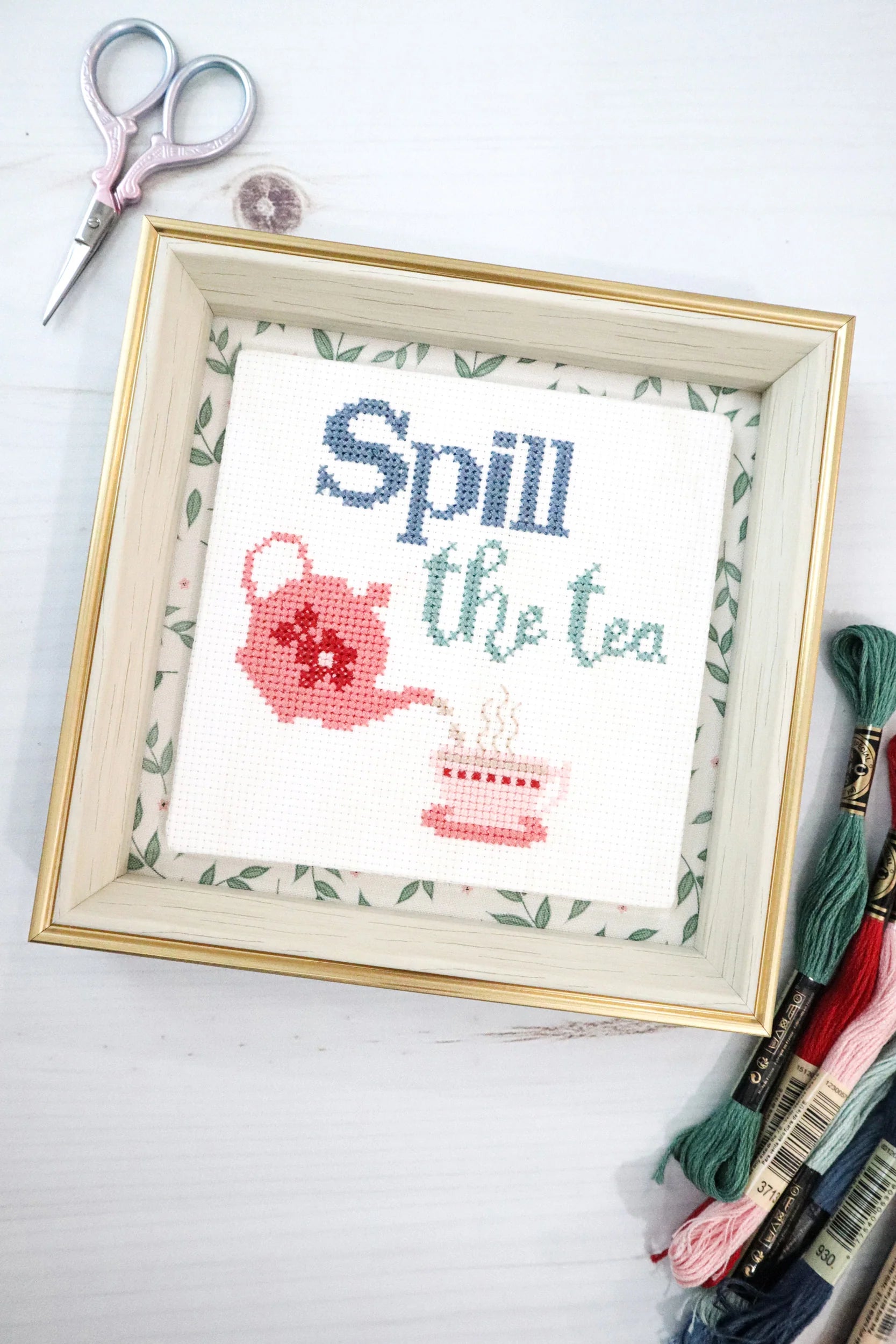 Spill the Tea - Flamingo Toes - Cross Stitch Pattern