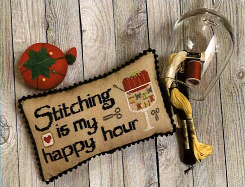 Stitching is My Happy Hour - Needle Bling Designs - Cross Stitch Pattern