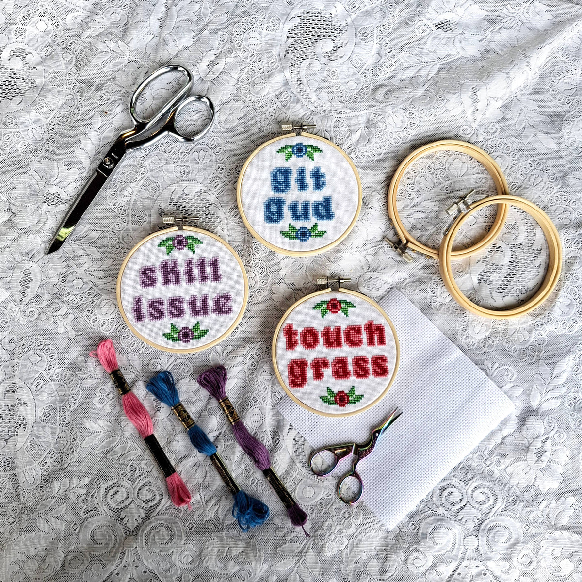 Skill Issue Cross Stitch Kit - The Gloomy Gremlin