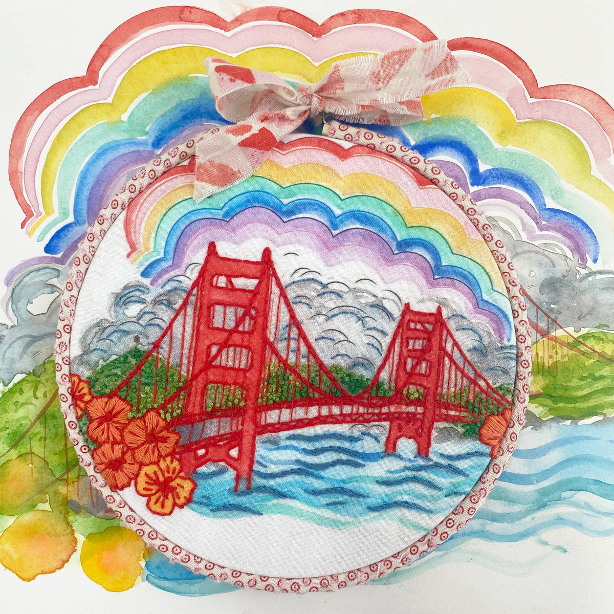 Meet Me in San Francisco Golden Gate Bridge Embroidery Kit