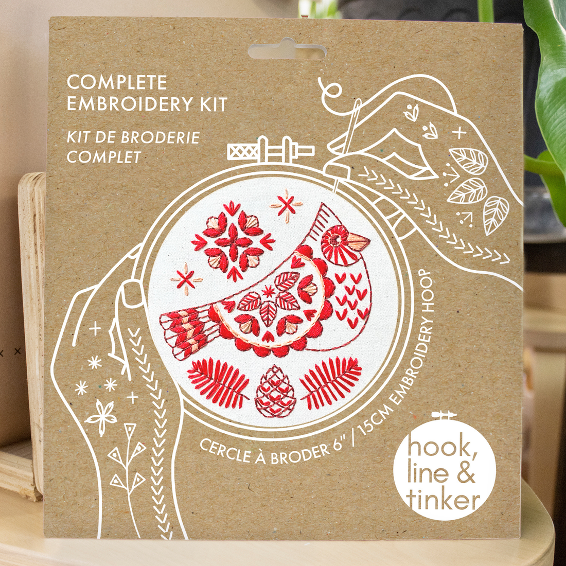 Folk Cardinal Embroidery Kit - Hook, Line, & Tinker