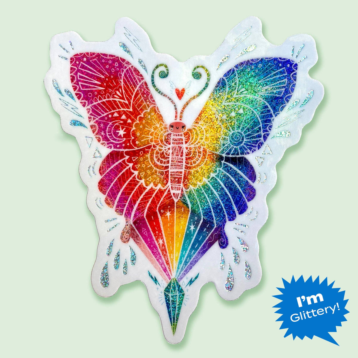 GLITTER Rainbow Butterfly by Emiko Rainbow Sticker
