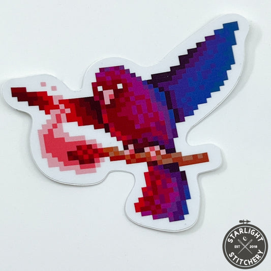 Chaos Bird Cross Stitch Sticker - Fine Frog Stitching