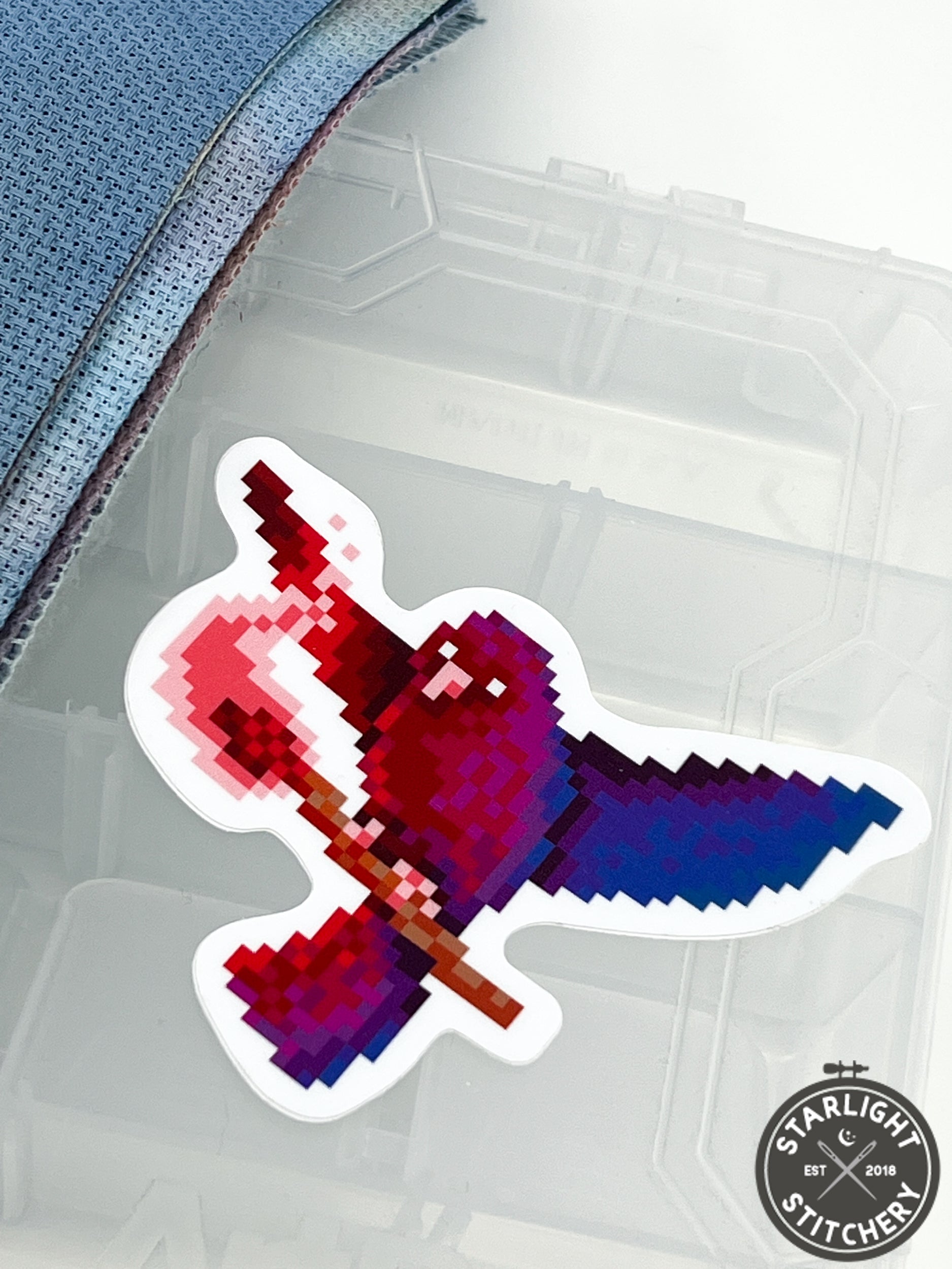 Chaos Bird Cross Stitch Sticker - Fine Frog Stitching