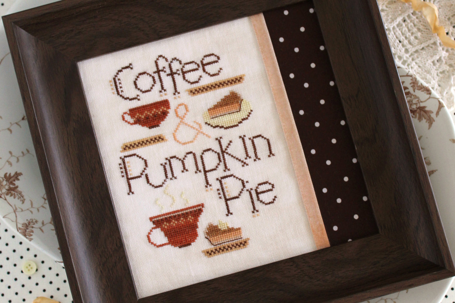 Coffee & Pumpkin Pie - October House Fiber Arts - Cross Stitch Pattern