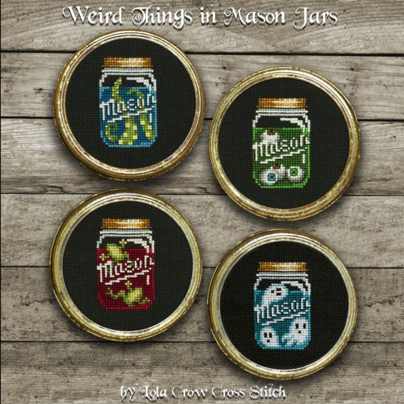 Weird Things in Mason Jars - Lola Crow Cross Stitch - Cross Stitch Pattern