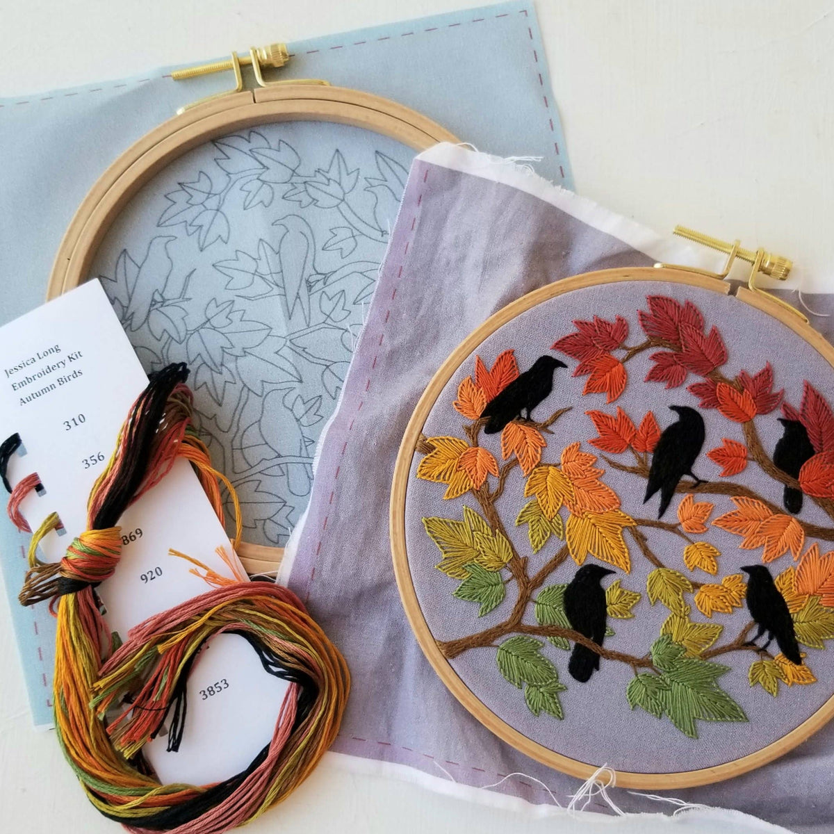Autumn Birds Embroidery Kit - Jessica Long Embroidery