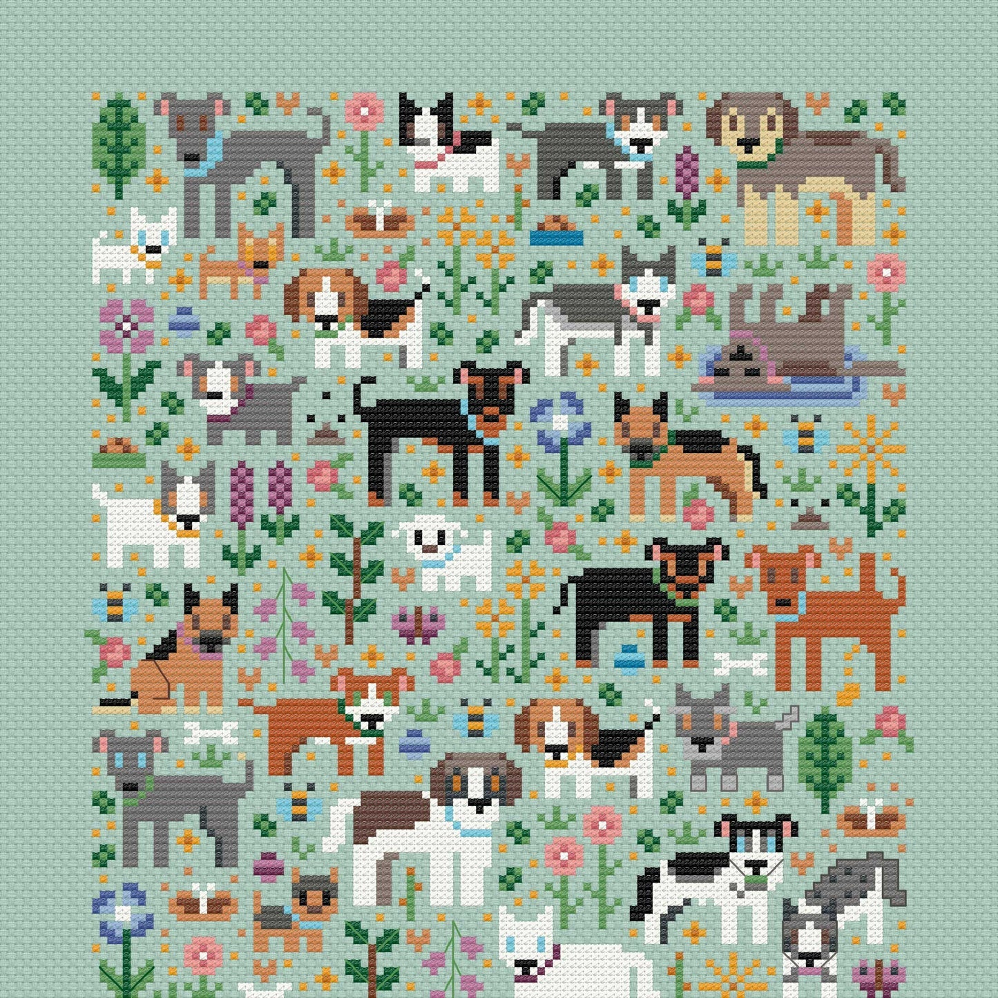 Dog Park Una Buena Pieza Cross Stitch Pattern The Starlight Stitchery dog-park-una-buena-pieza-cross-stitch-pattern-the-starlight-stitchery
