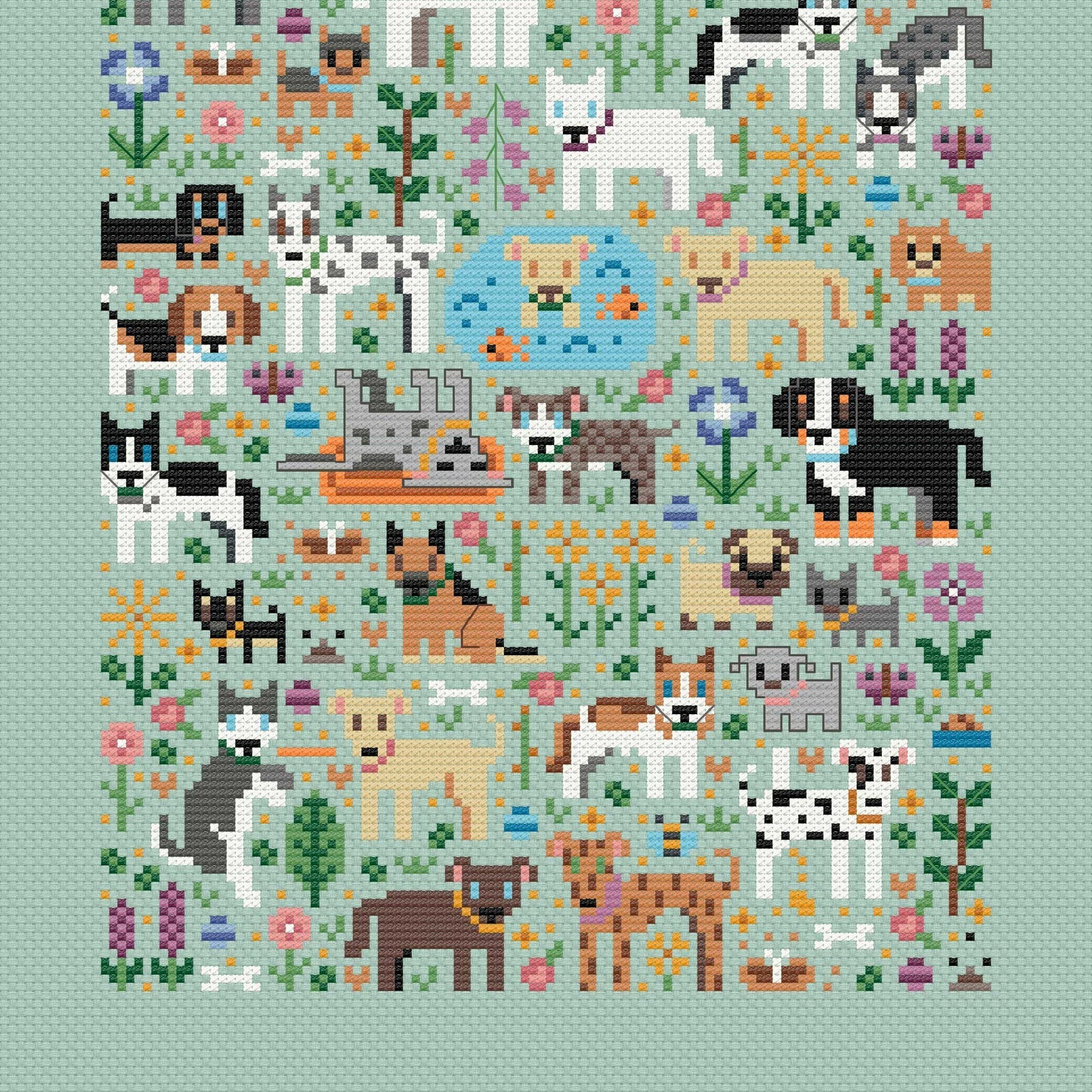 Dog Park - Una Buena Pieza - Cross Stitch Pattern