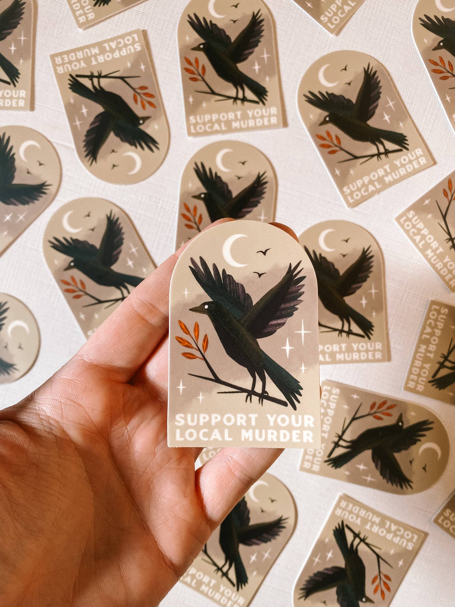 Support Local Murder Crow Sticker - Lantern Print Co.