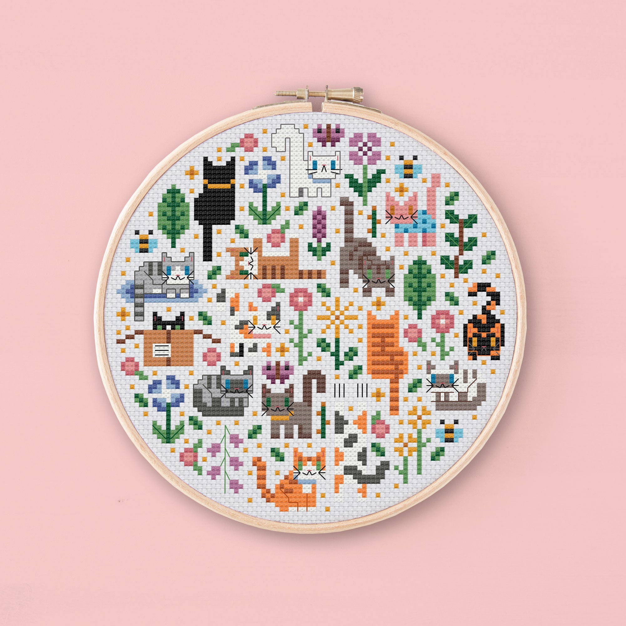 Mini Cat Garden - Una Buena Pieza - Cross Stitch Pattern