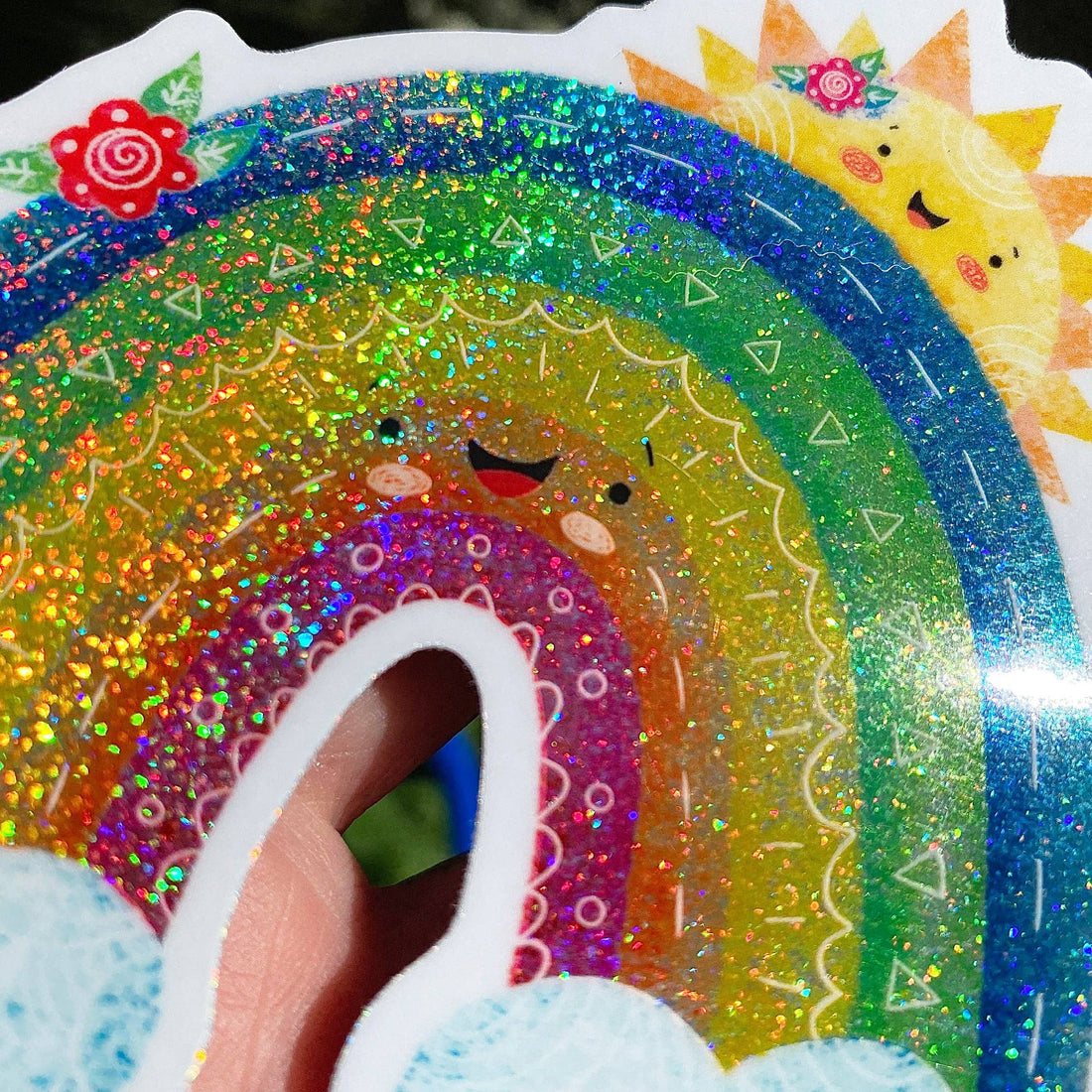 GLITTER Rainbow Sun by Emiko Rainbow Sticker
