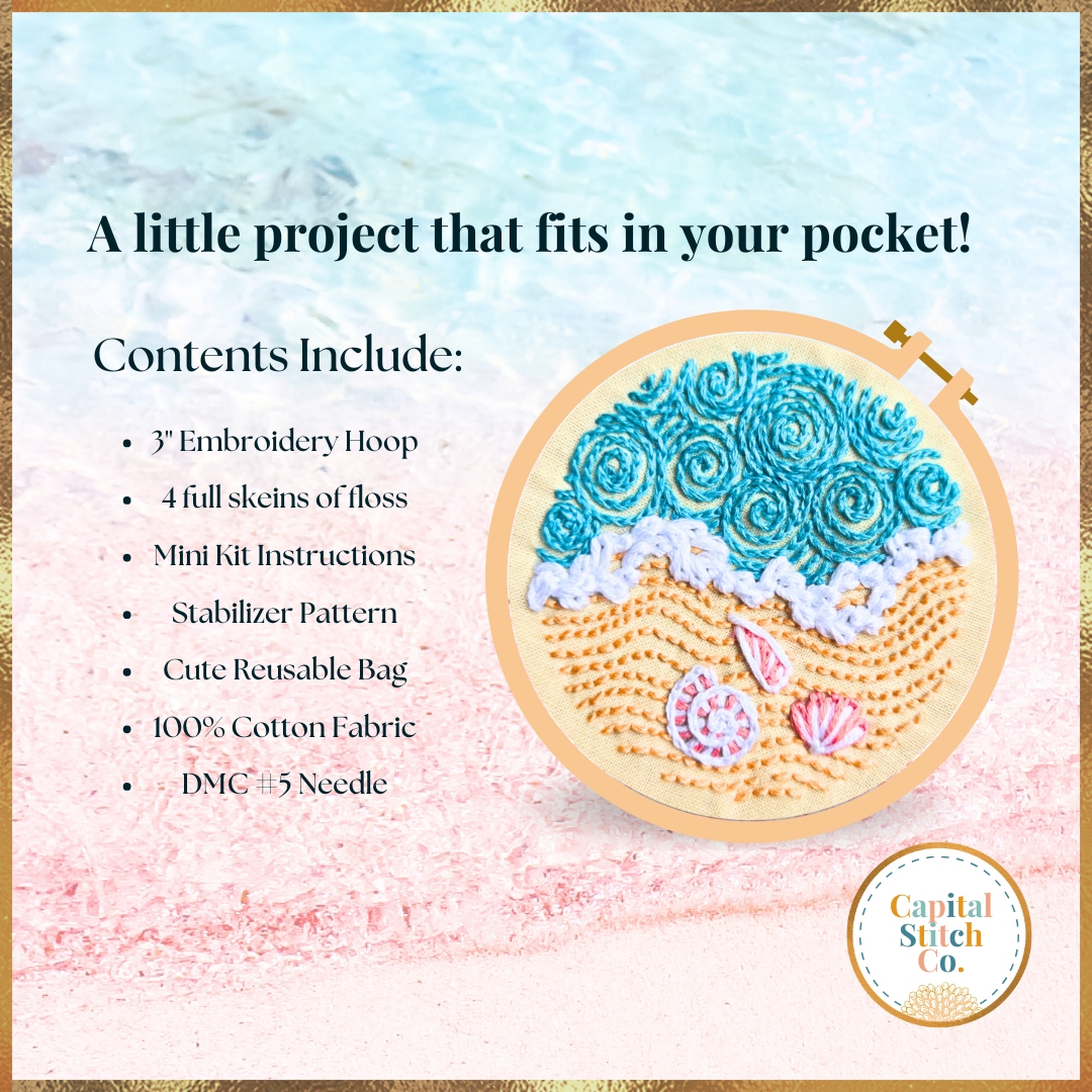 Seashells by the Seashore Mini Embroidery Kit