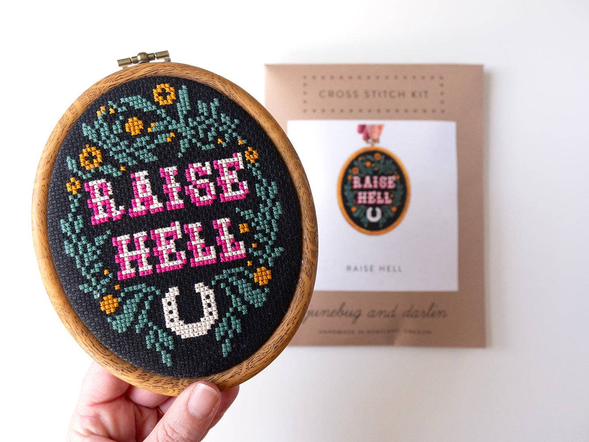 Raise Hell Cross Stitch Kit - Junebug & Darlin