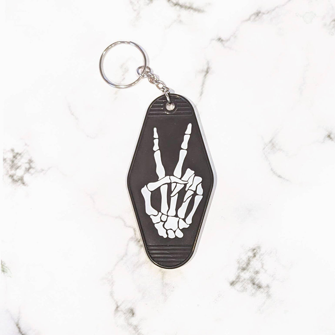 Skeleton Peace Sign Keychain - Violet Poppy Designs - Stitch Box Vault