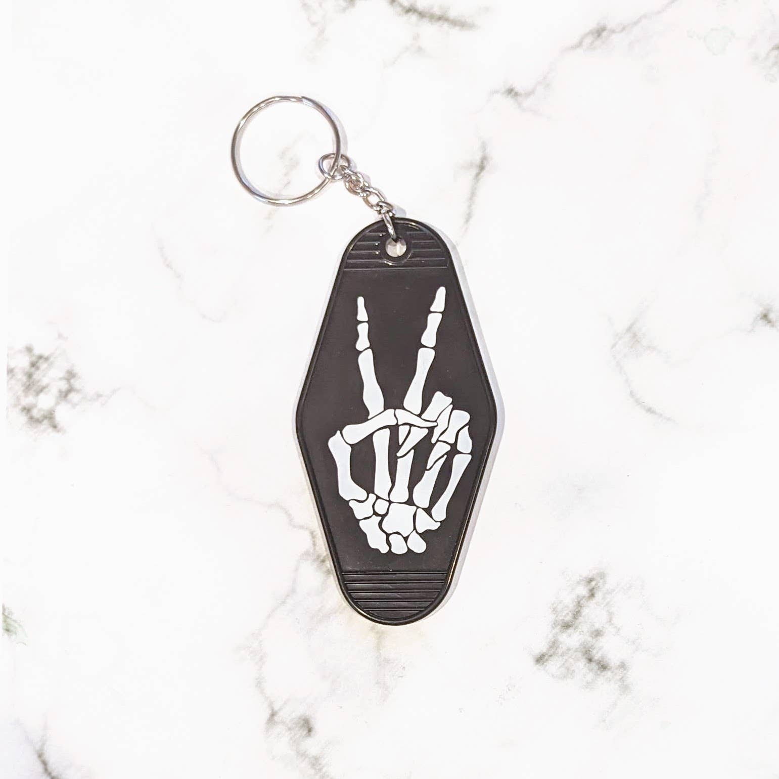 Skeleton Peace Sign Keychain - Violet Poppy Designs - Stitch Box Vault