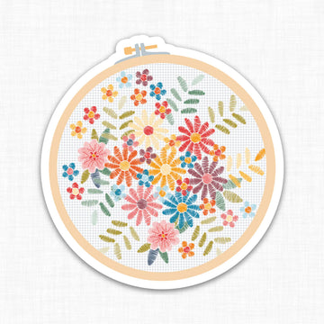 Floral Hoop Sticker - Stitched Modern