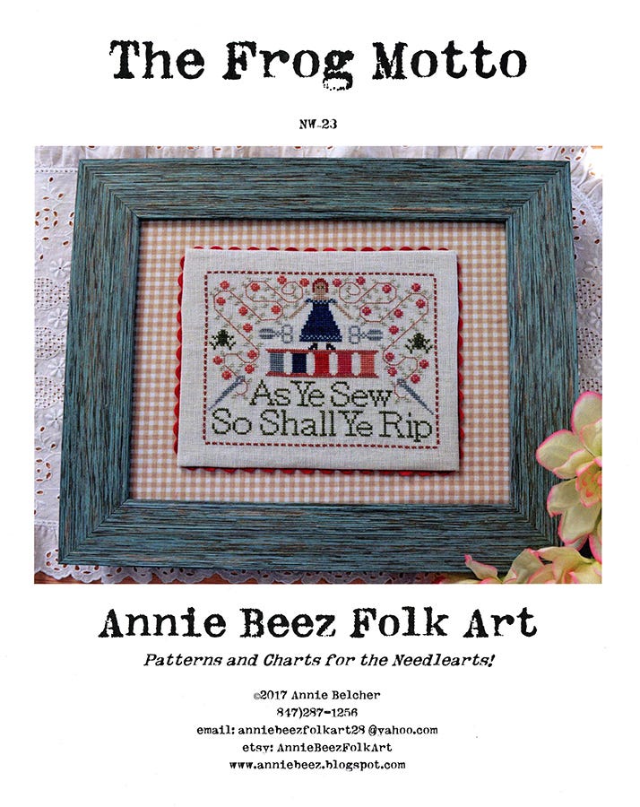 The Frog Motto - Annie Beez Folk Art - Cross Stitch Pattern