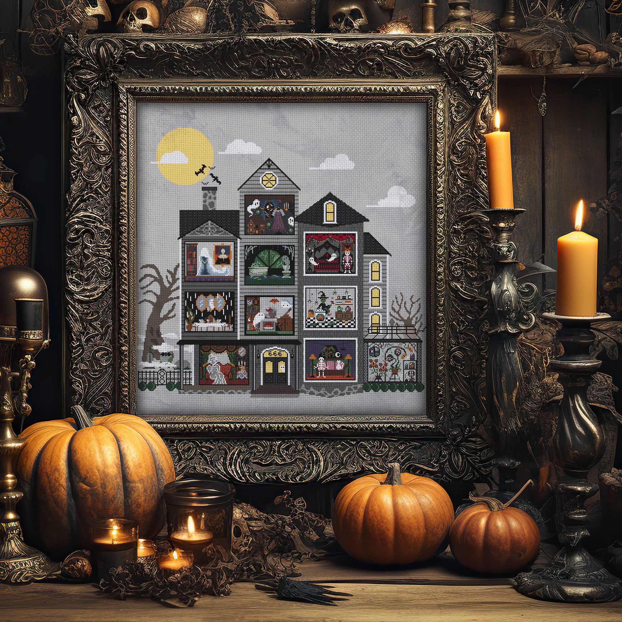 The Haunted House cross stitch pattern