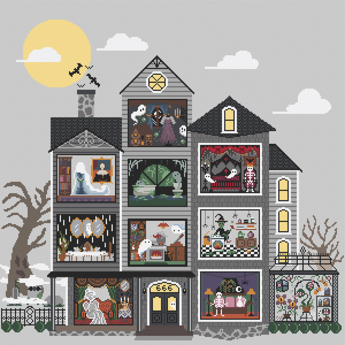 The Haunted House cross stitch pattern