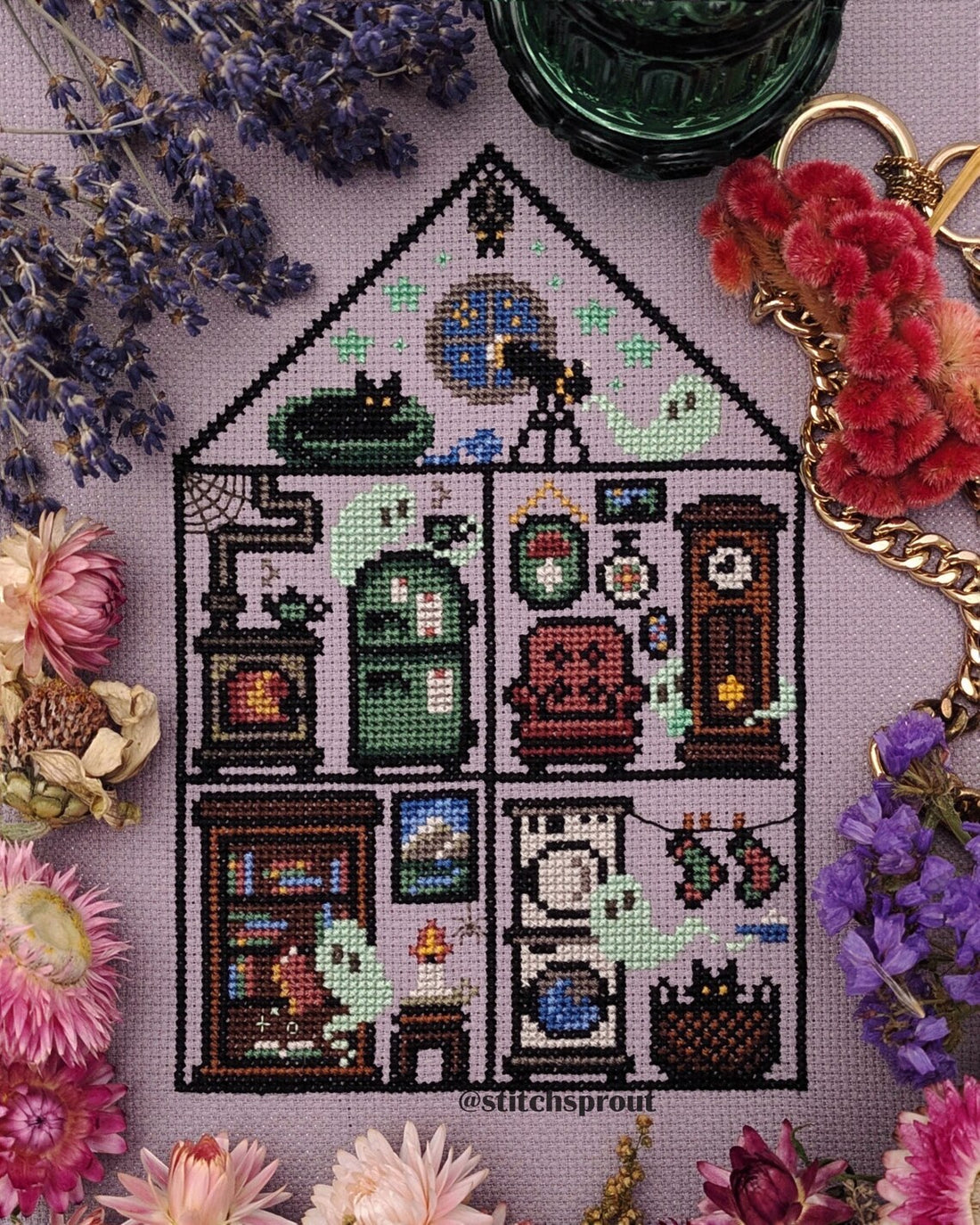 Gravestone Manor - StitchSprout Cross Stitch - Cross Stitch Pattern