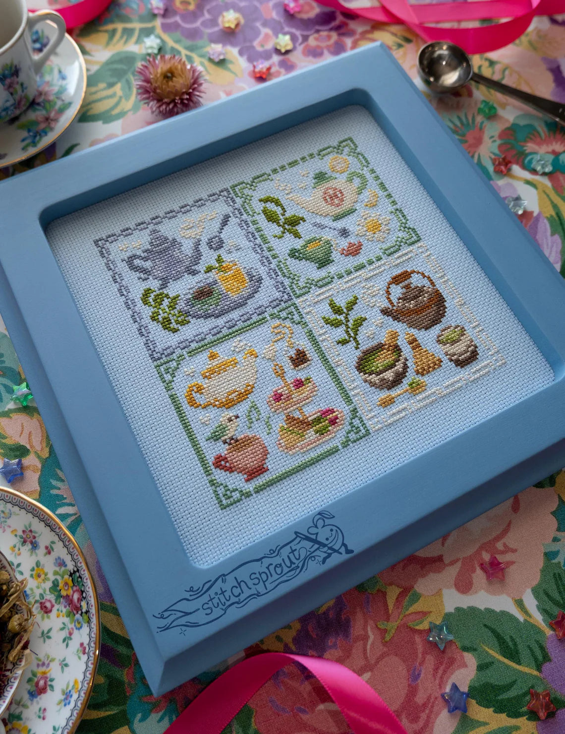 Teas of the World Sampler - StitchSprout Cross Stitch - Cross Stitch Pattern
