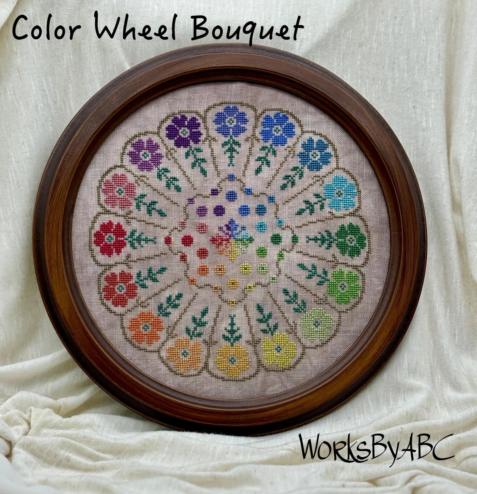 Color Wheel Bouquet - WorksByABC - Cross Stitch Pattern