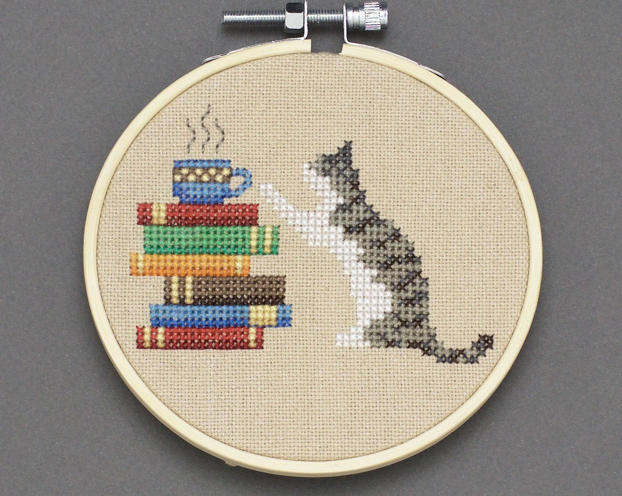 Cats, Books, and Coffee - Lola Crow Cross Stitch - Cross Stitch Pattern