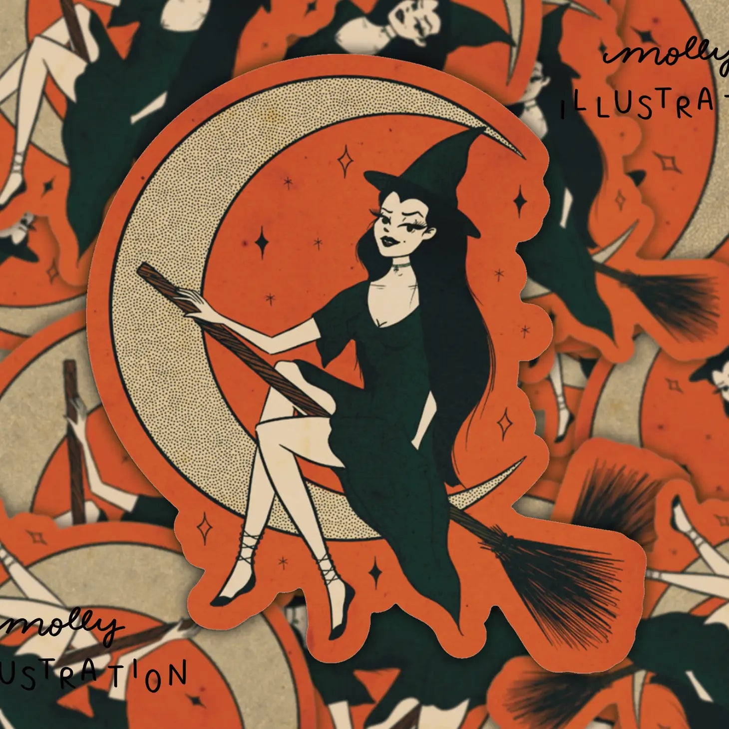 Season of the Witch Retro Sticker - Molly Illustration