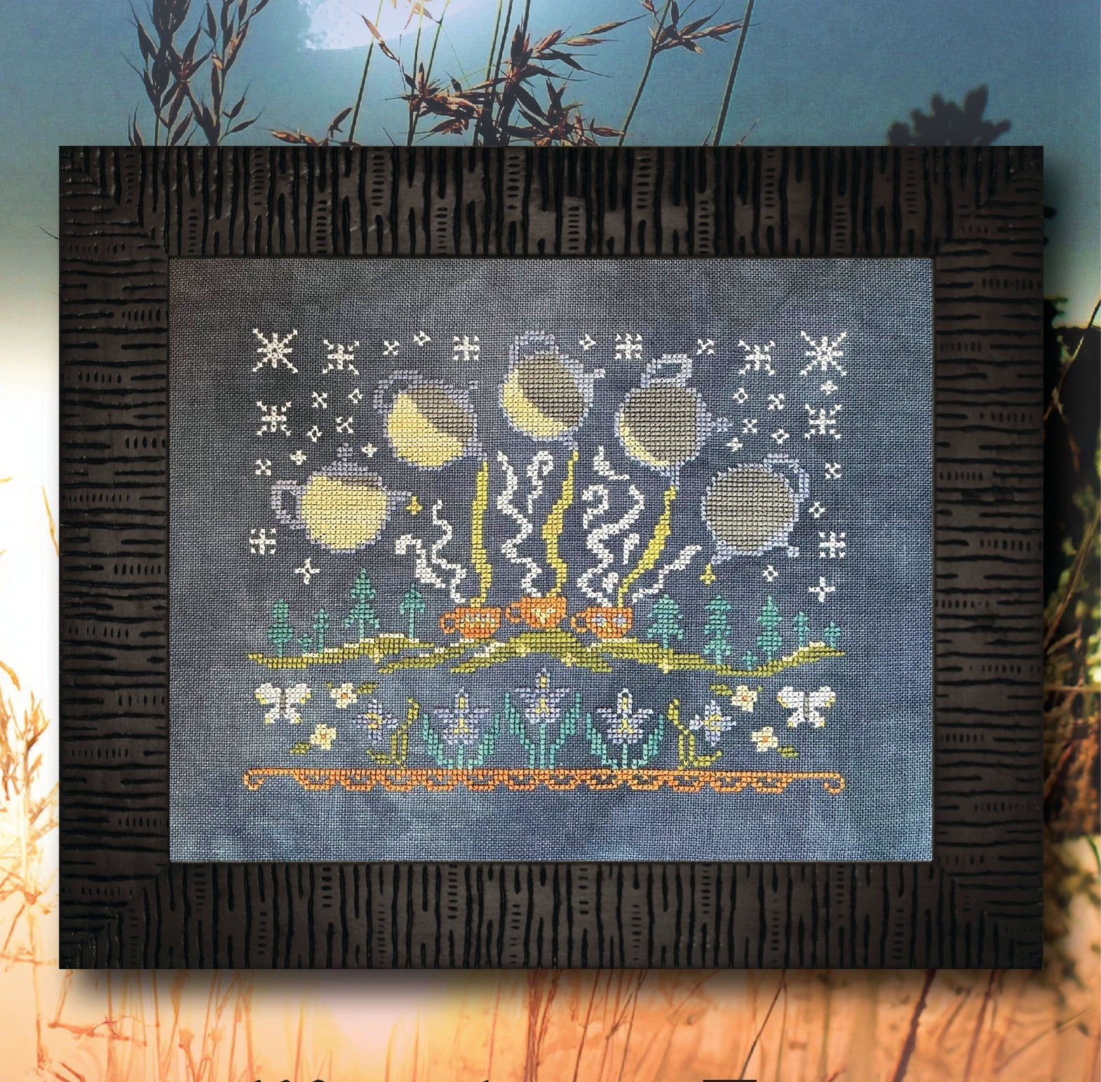Moonbeam Tea - Ink Circles - Cross Stitch Pattern