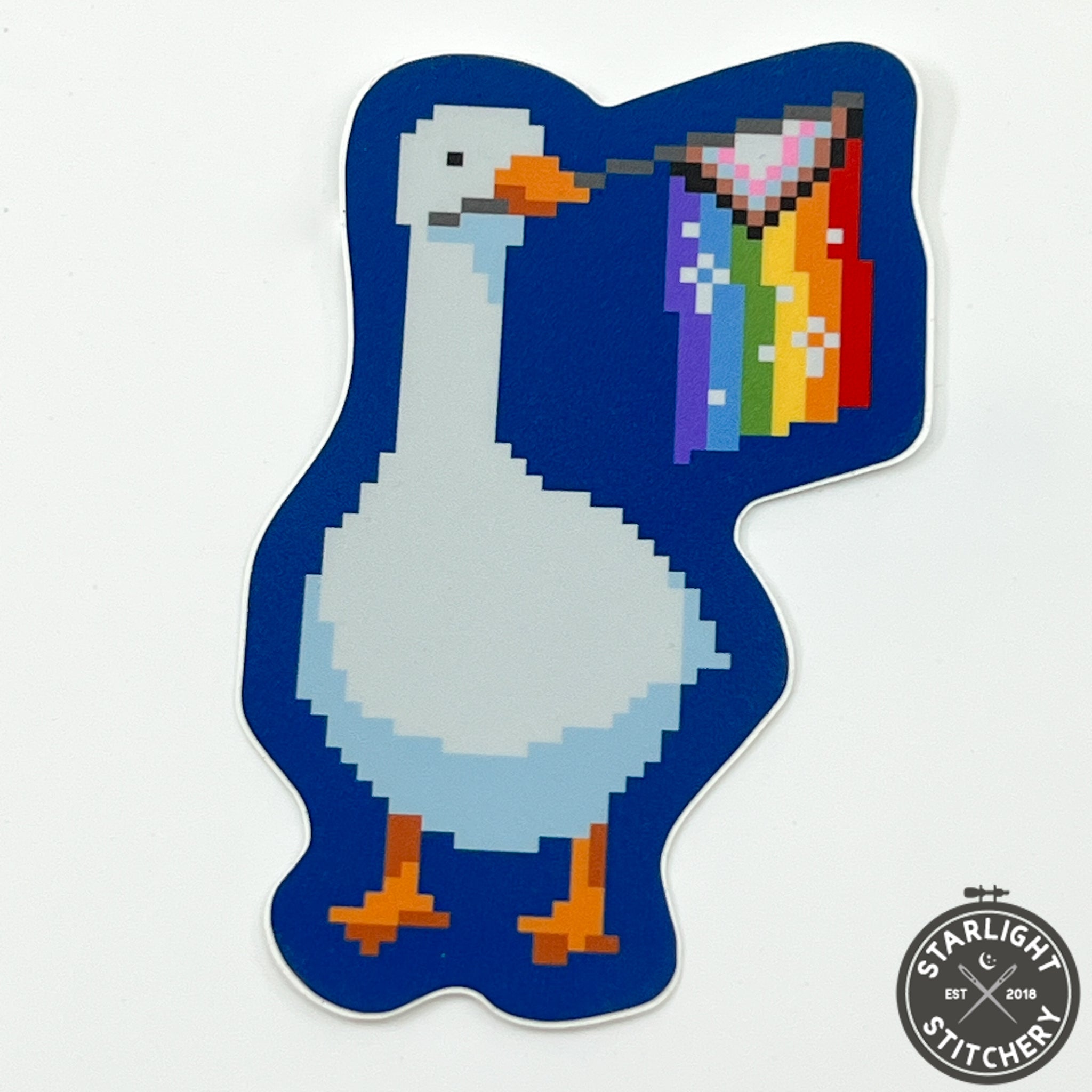 Pride Goose Cross Stitch Sticker - Fine Frog Stitching