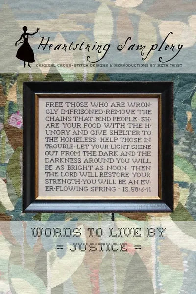 Words to Live By: Justice - Heartstring Samplery - Cross Stitch Pattern