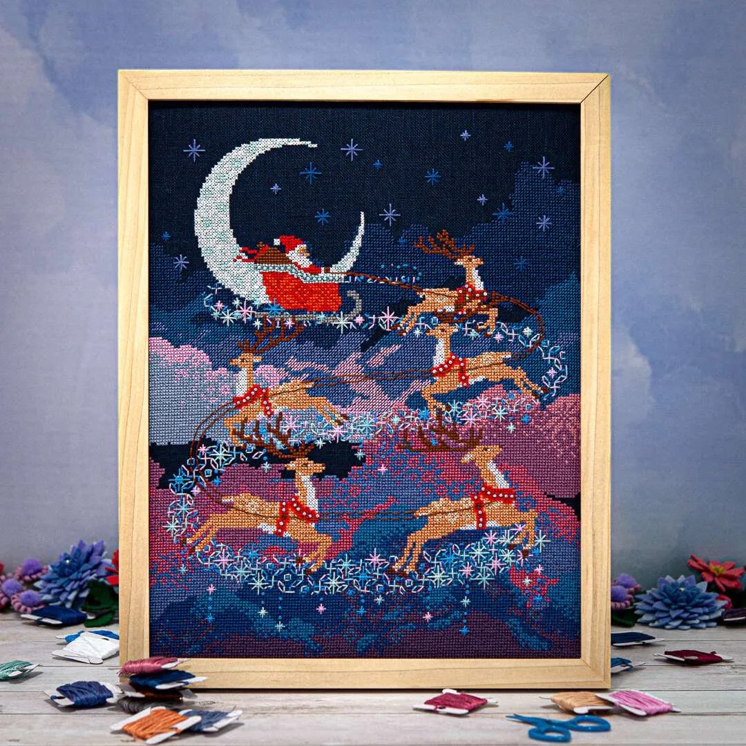 Santa's Moonlit Ride - Counting Puddles - Cross Stitch Pattern