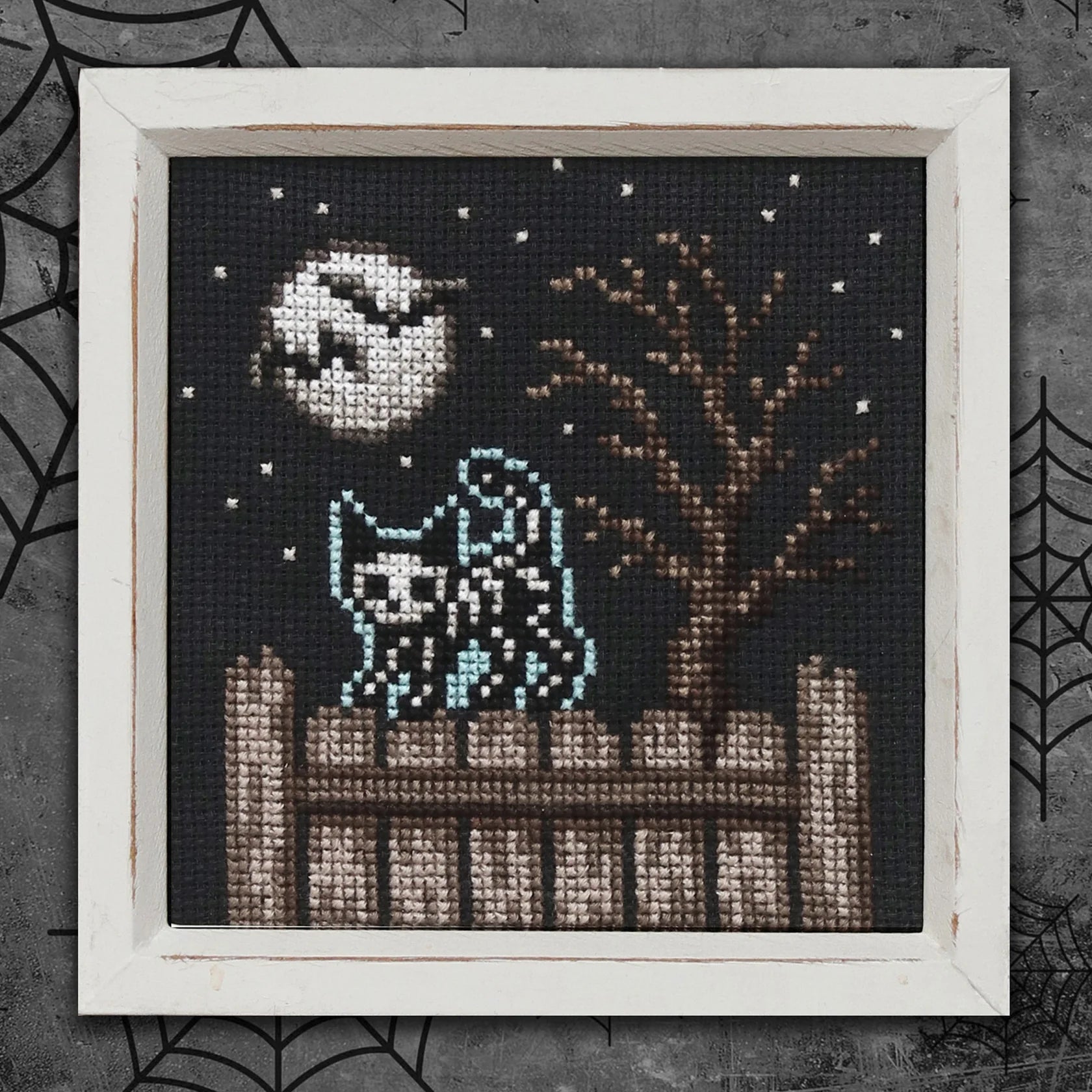 Skelecat in the Moonlight - Lola Crow Cross Stitch - Cross Stitch Pattern