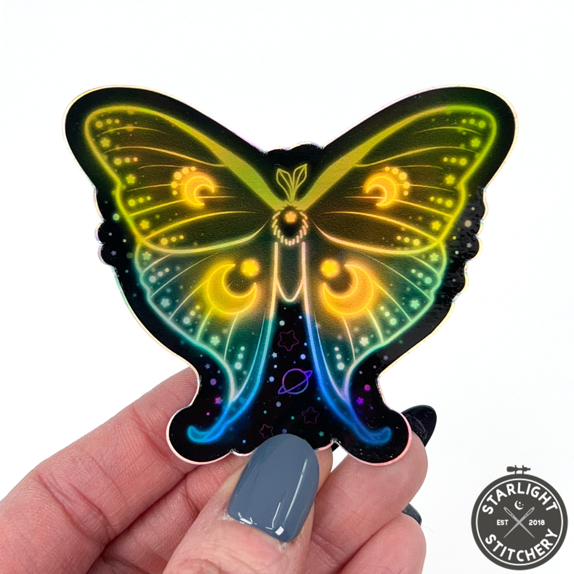 Holo Luna Moth Sticker - Susan's Sweet Squees