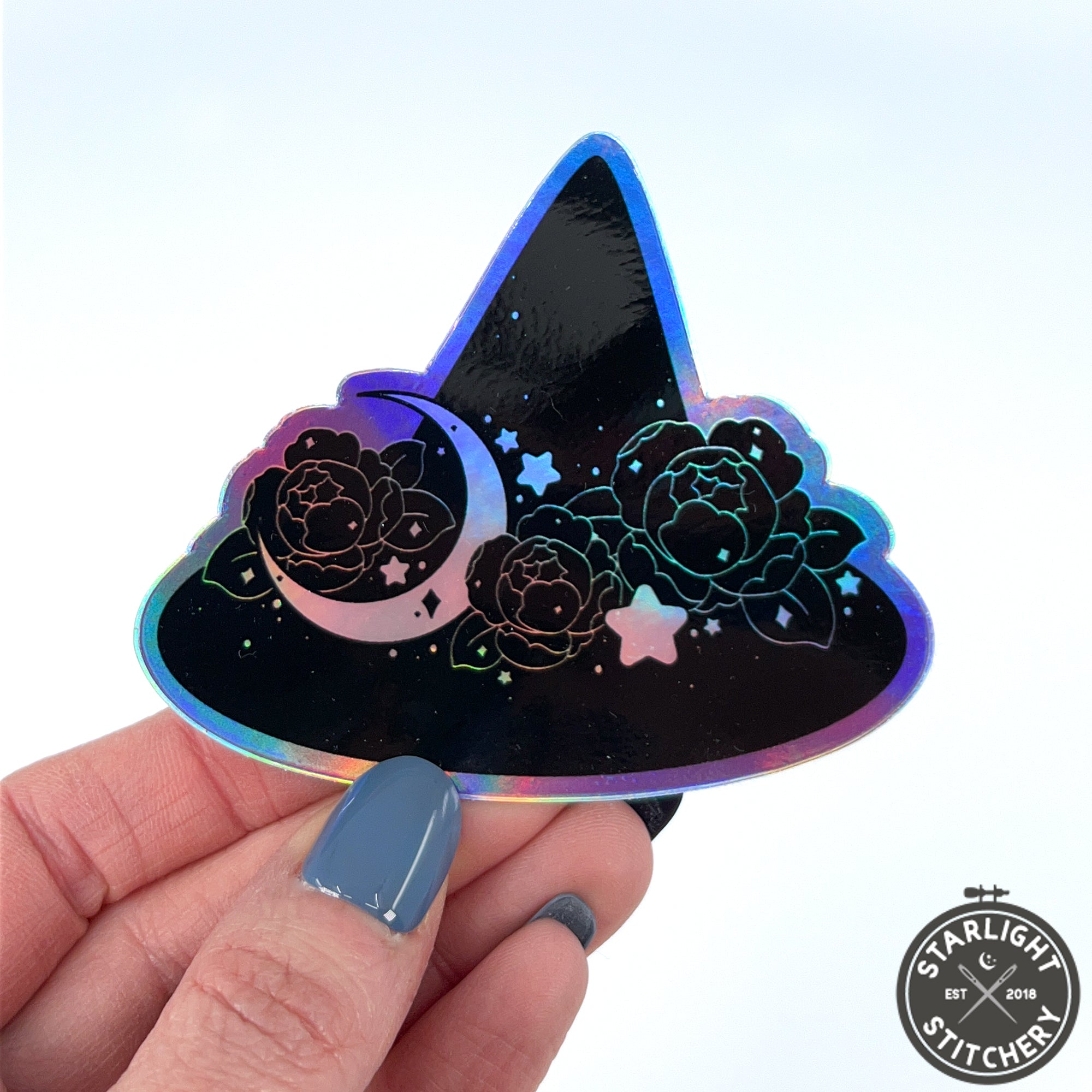 Floral Witch Hat Holo Sticker - Susan's Sweet Squees