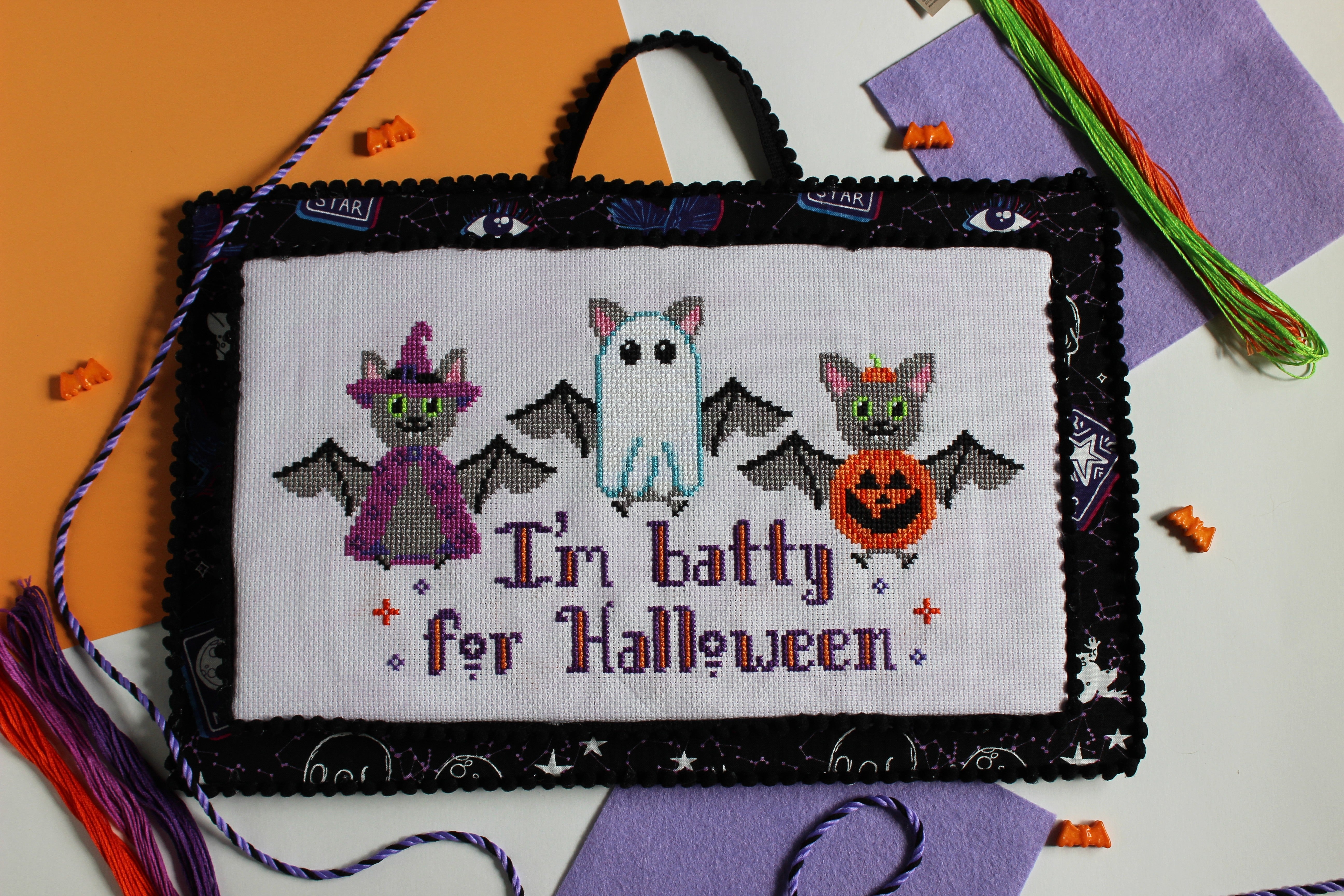 Batty For Halloween - Stay Platinum Stitchery - Cross Stitch Pattern [Needlework Marketplace 2025]
